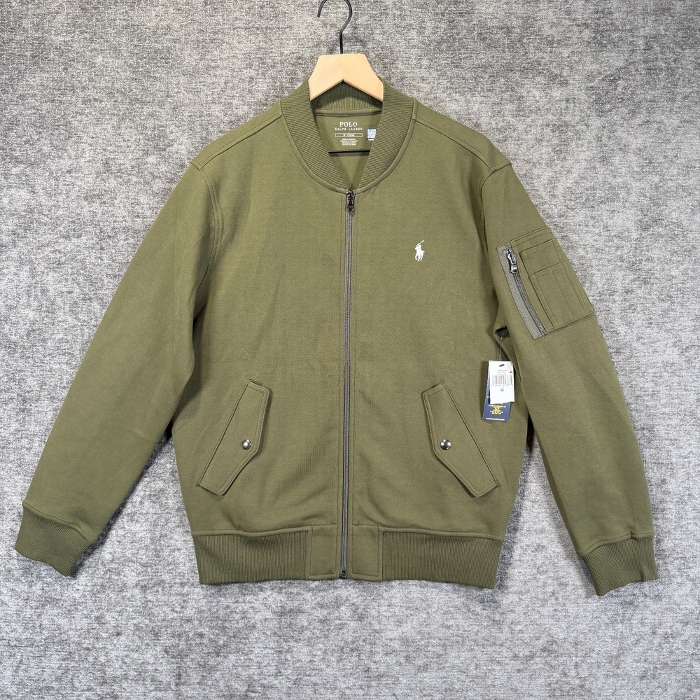 Polo Ralph Lauren Double Knit Flight Bomber Jacket M Company Olive Green NWT